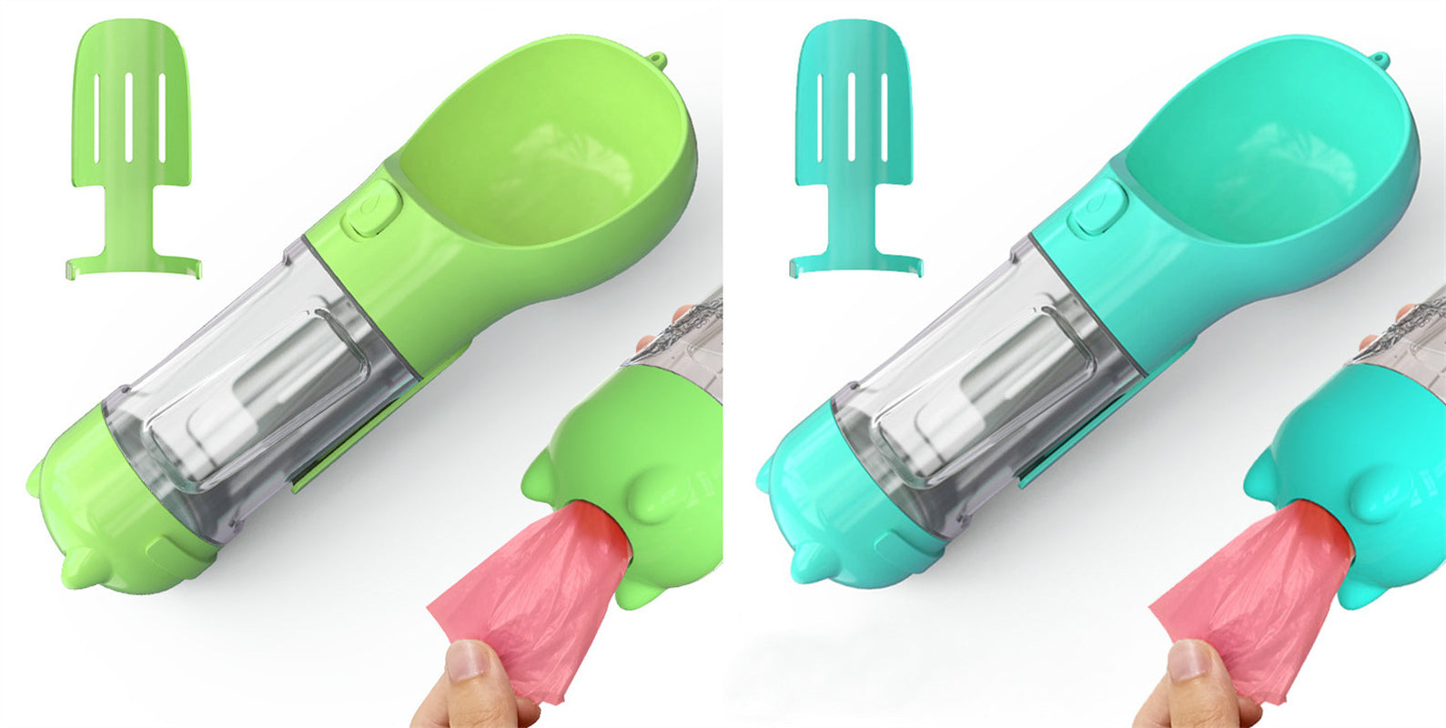 3 in 1 Travel Pet Water Bottle with Food Storage & Waste Bag Holder