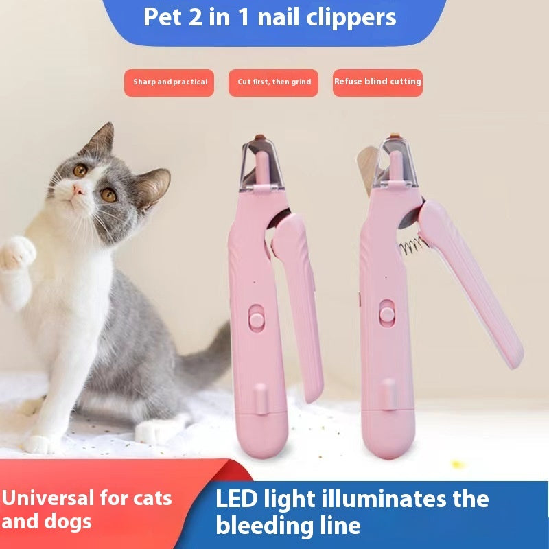 LED Pet Nail Clipper & Grinder with Safety Light for Dogs & Cats