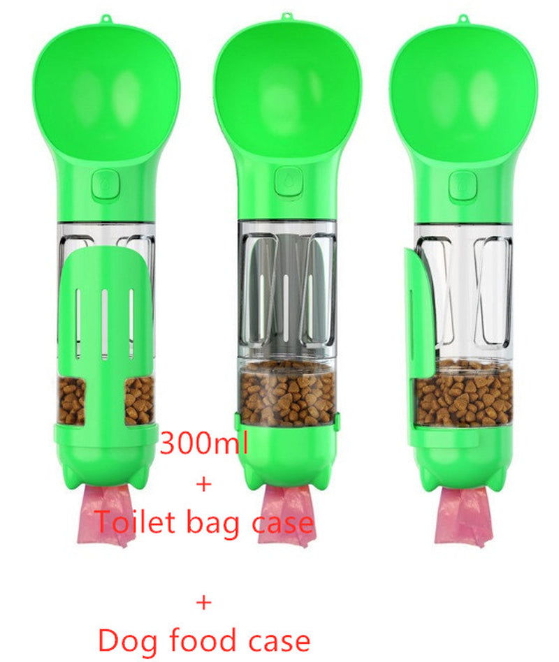 3 in 1 Travel Pet Water Bottle with Food Storage & Waste Bag Holder