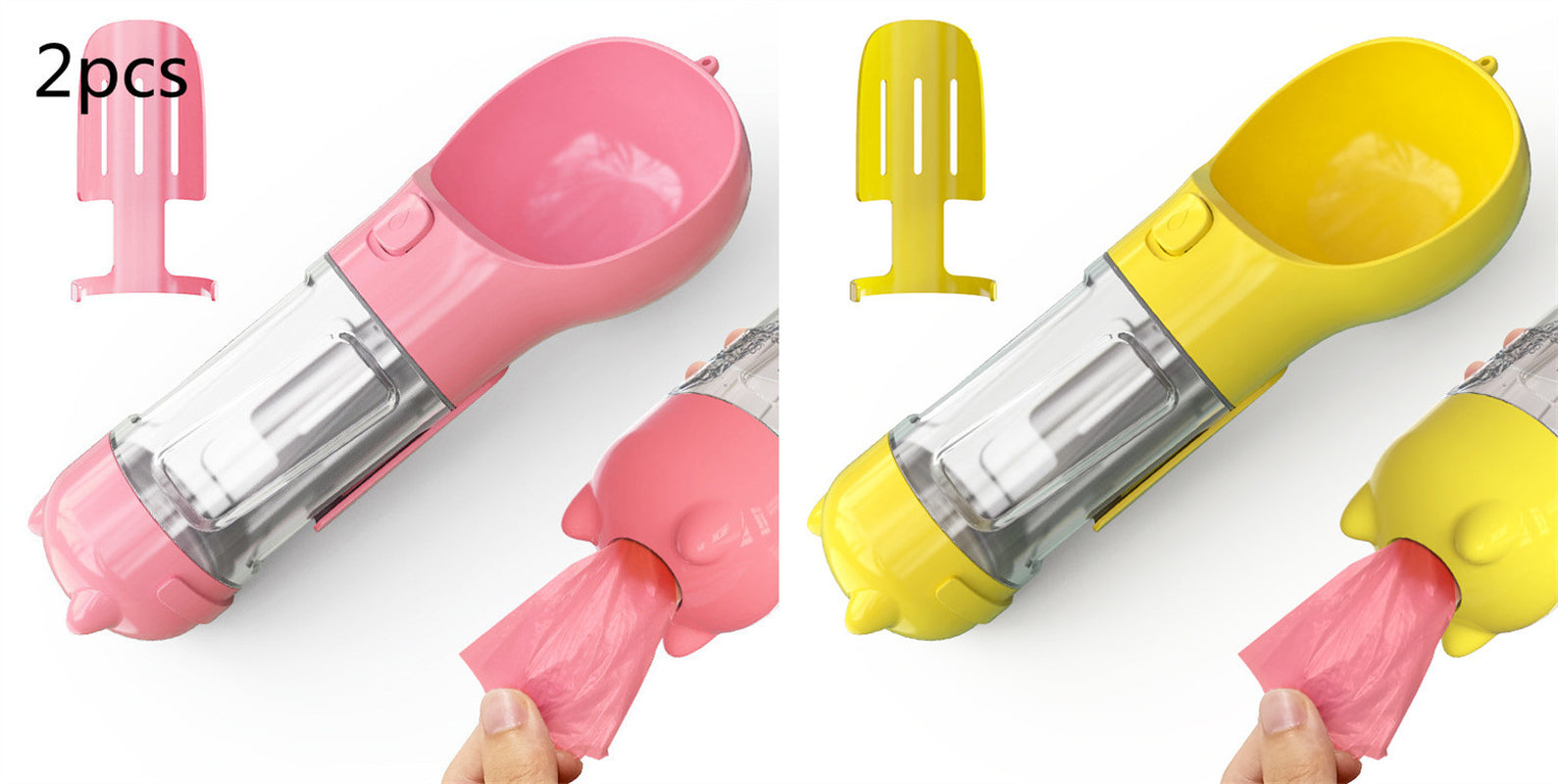 3 in 1 Travel Pet Water Bottle with Food Storage & Waste Bag Holder