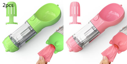3 in 1 Travel Pet Water Bottle with Food Storage & Waste Bag Holder