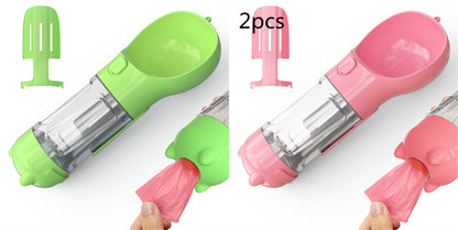 3 in 1 Travel Pet Water Bottle with Food Storage & Waste Bag Holder