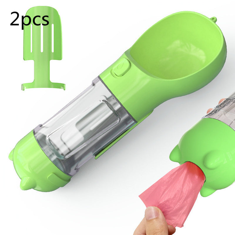 3 in 1 Travel Pet Water Bottle with Food Storage & Waste Bag Holder