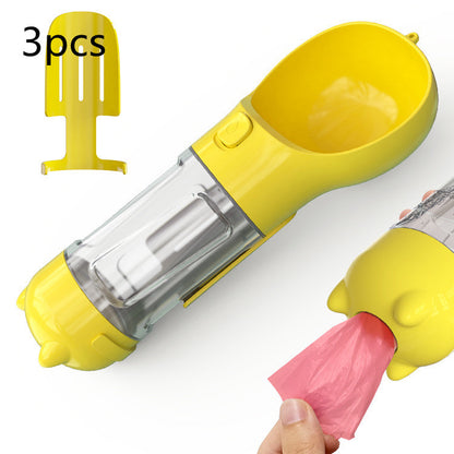 3 in 1 Travel Pet Water Bottle with Food Storage & Waste Bag Holder