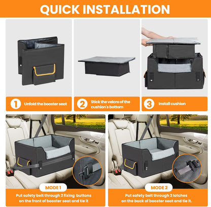 Elevated Dog Car Booster Seat for Small Dogs & Cats | Secure Travel Pet Seat