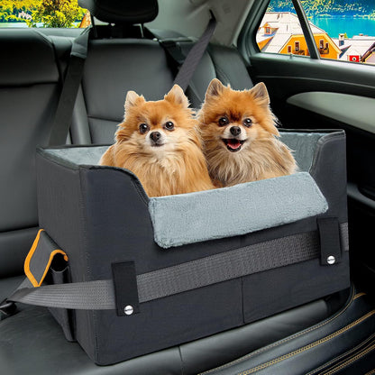 Elevated Dog Car Booster Seat for Small Dogs & Cats | Secure Travel Pet Seat