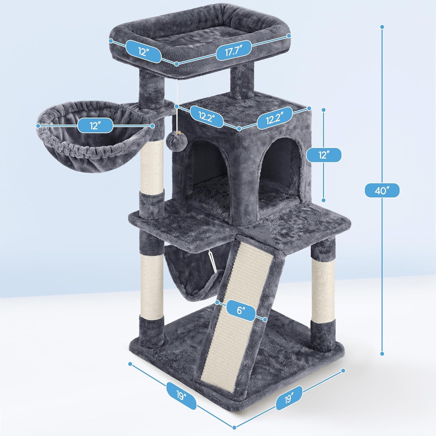 Luxury Multi-Level Cat Tree with Hammock & Scratching Posts