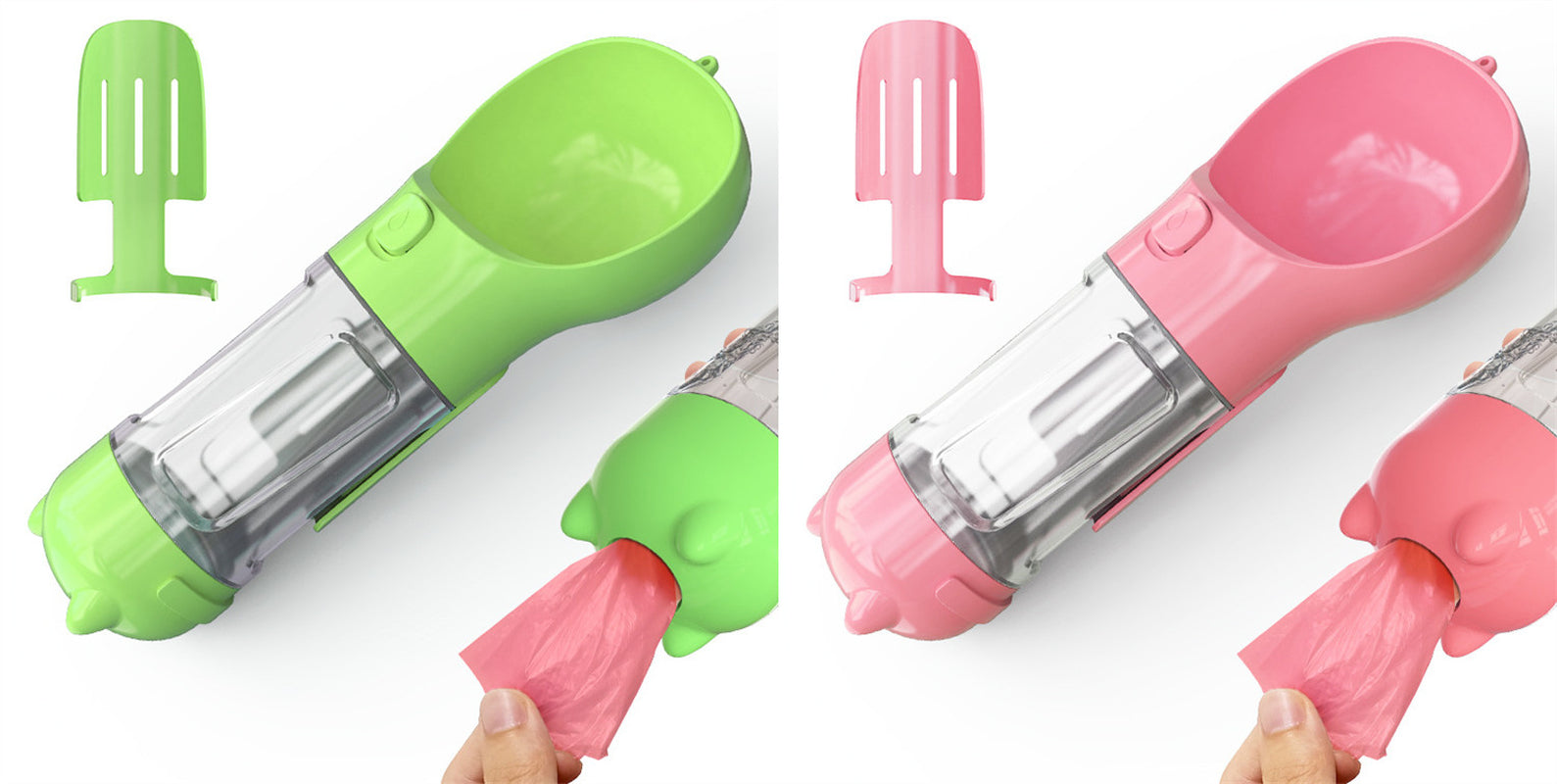 3 in 1 Travel Pet Water Bottle with Food Storage & Waste Bag Holder
