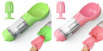 3 in 1 Travel Pet Water Bottle with Food Storage & Waste Bag Holder