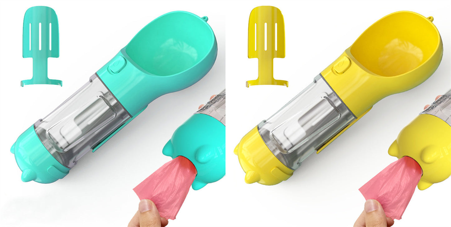3 in 1 Travel Pet Water Bottle with Food Storage & Waste Bag Holder