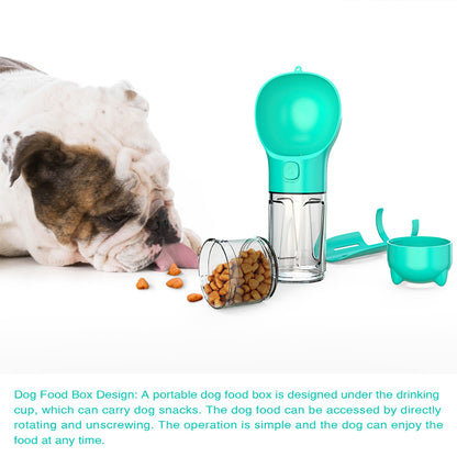 3 in 1 Travel Pet Water Bottle with Food Storage & Waste Bag Holder