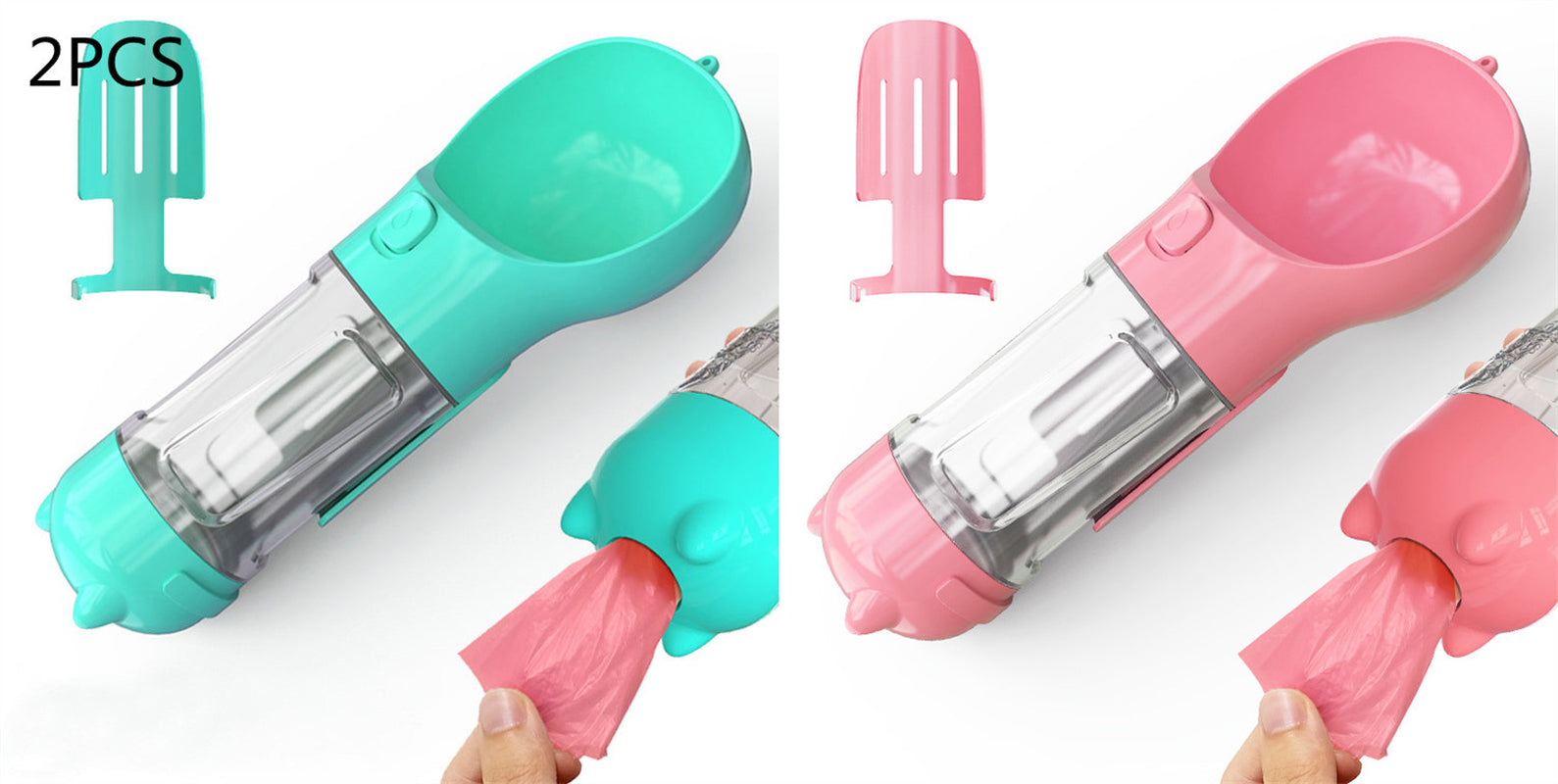 3 in 1 Travel Pet Water Bottle with Food Storage & Waste Bag Holder