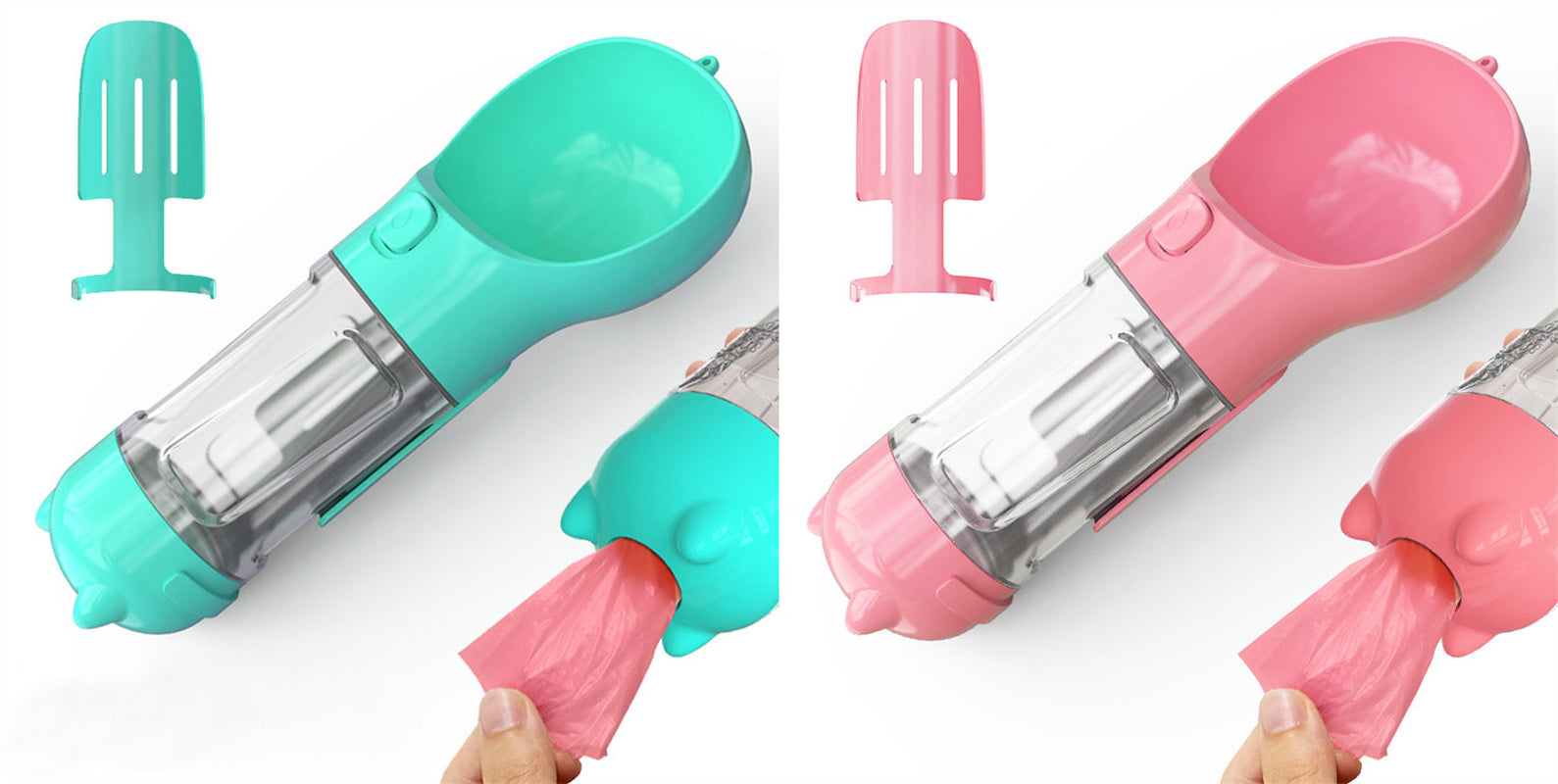 3 in 1 Travel Pet Water Bottle with Food Storage & Waste Bag Holder