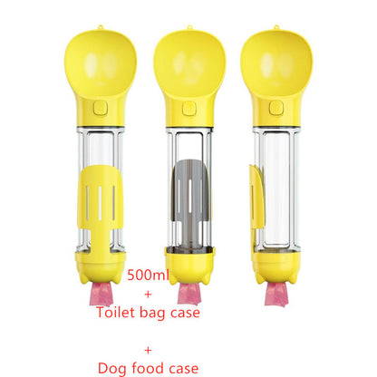 3 in 1 Travel Pet Water Bottle with Food Storage & Waste Bag Holder