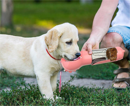 3 in 1 Travel Pet Water Bottle with Food Storage & Waste Bag Holder