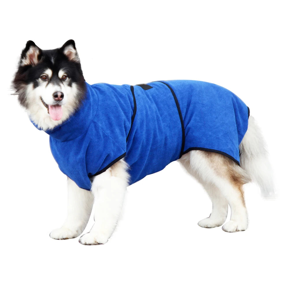 Ultra-Absorbent Microfiber Pet Bath Towel & Drying Robe for Dogs & Cats
