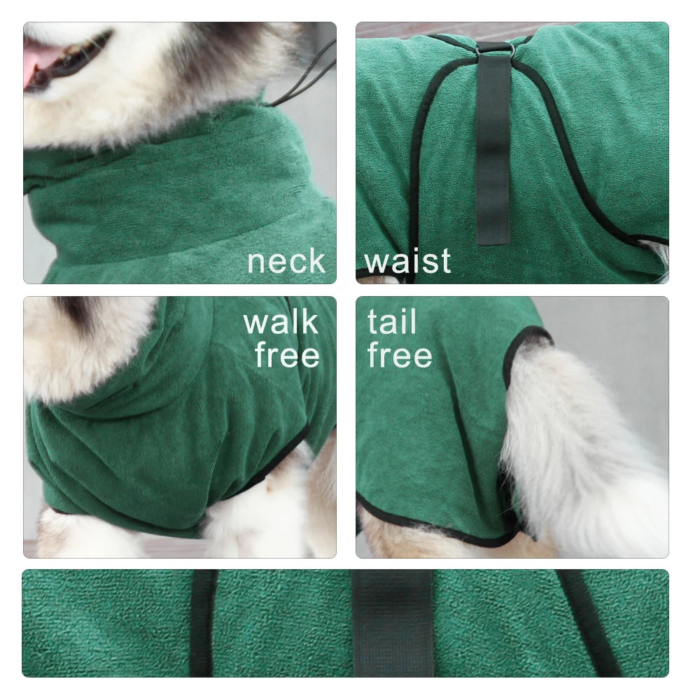 Ultra-Absorbent Microfiber Pet Bath Towel & Drying Robe for Dogs & Cats