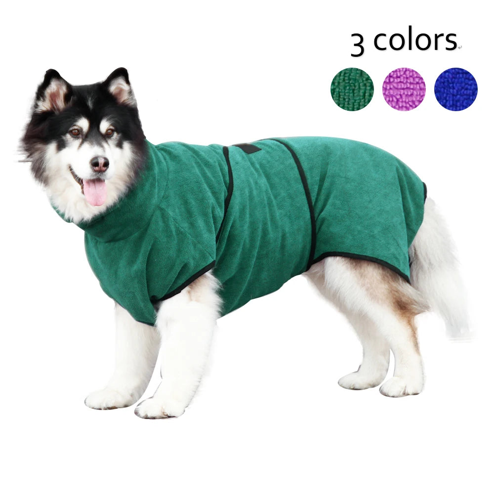 Ultra-Absorbent Microfiber Pet Bath Towel & Drying Robe for Dogs & Cats