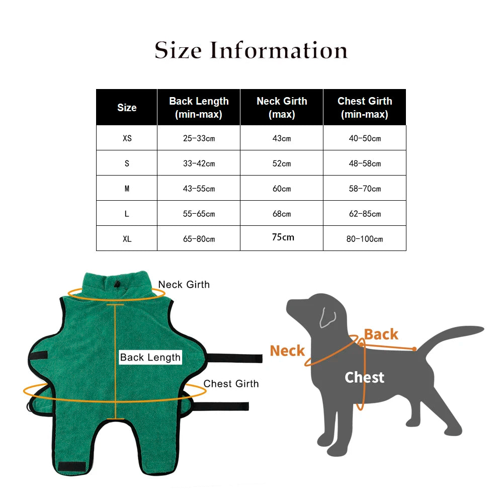 Ultra-Absorbent Microfiber Pet Bath Towel & Drying Robe for Dogs & Cats