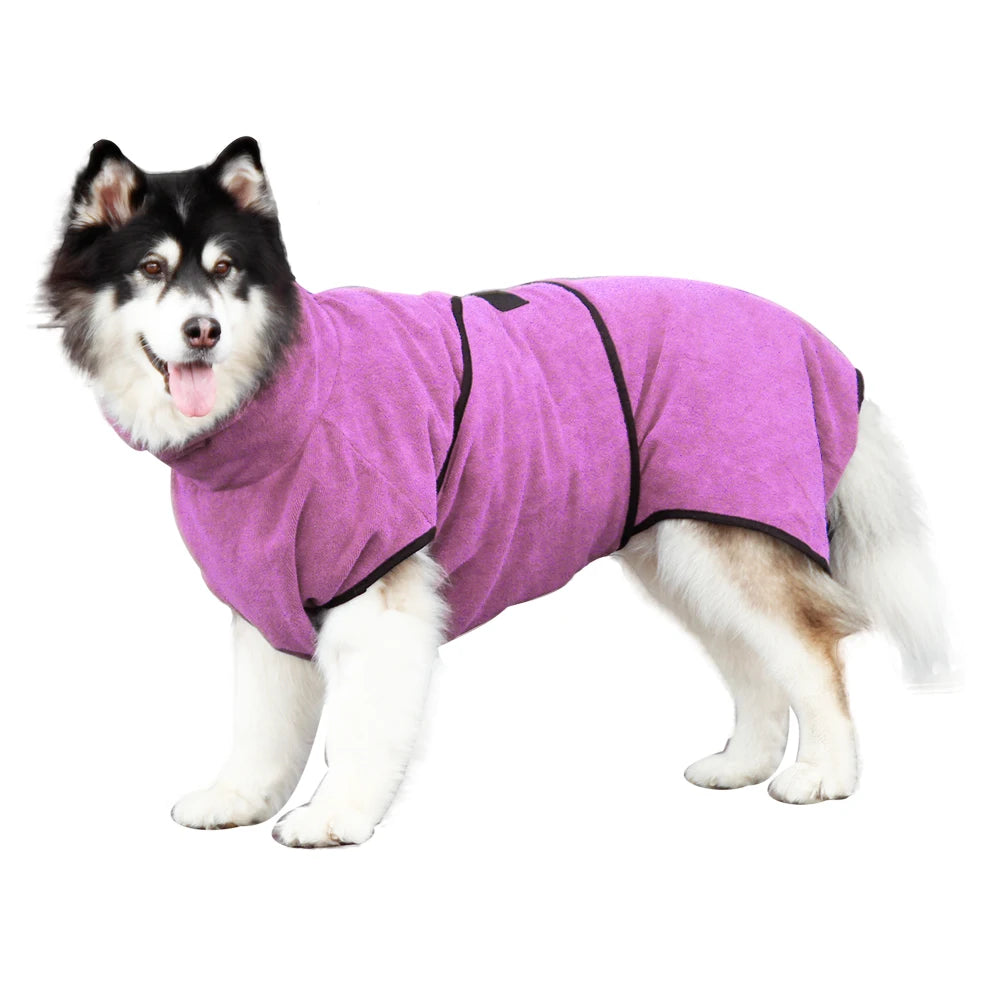 Ultra-Absorbent Microfiber Pet Bath Towel & Drying Robe for Dogs & Cats