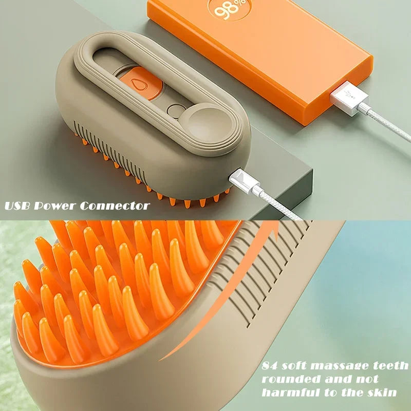 3-in-1 Self-Cleaning Steam Grooming Brush for Dogs & Cats