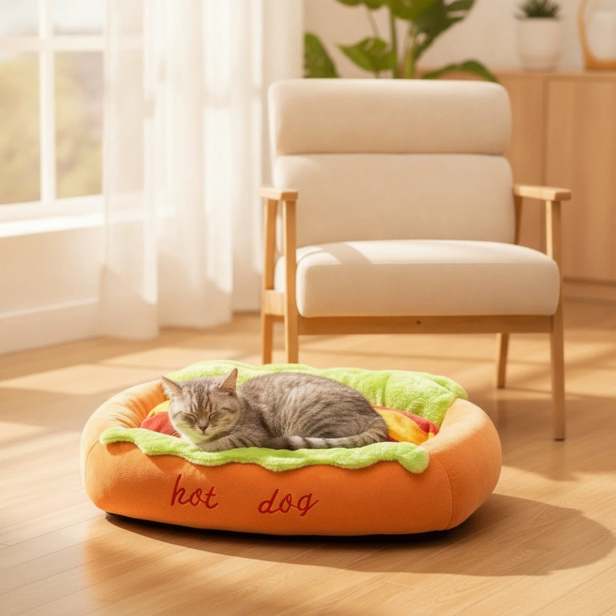 Cozy Hot Dog Pet Bed for Dogs & Cats