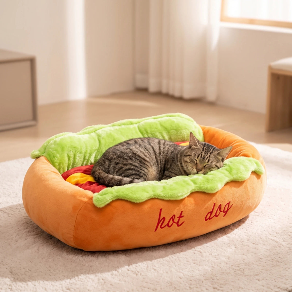 Cozy Hot Dog Pet Bed for Dogs & Cats
