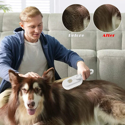 3-in-1 Self-Cleaning Steam Grooming Brush for Dogs & Cats