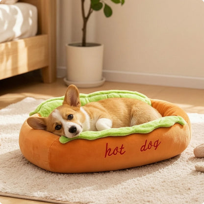 Cozy Hot Dog Pet Bed for Dogs & Cats