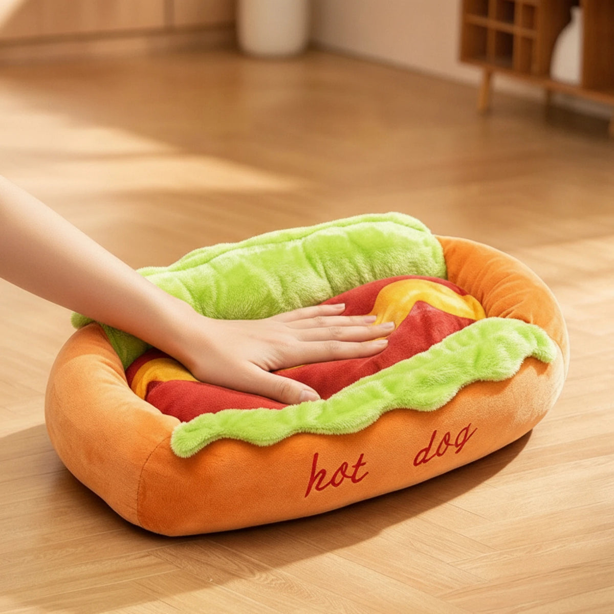 Cozy Hot Dog Pet Bed for Dogs & Cats