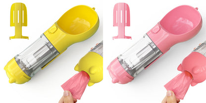3 in 1 Travel Pet Water Bottle with Food Storage & Waste Bag Holder