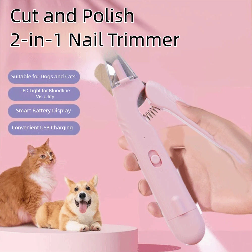 LED Pet Nail Clipper & Grinder with Safety Light for Dogs & Cats
