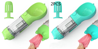 3 in 1 Travel Pet Water Bottle with Food Storage & Waste Bag Holder