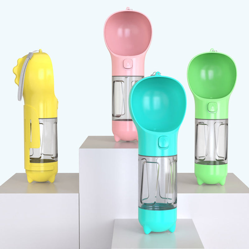 3 in 1 Travel Pet Water Bottle with Food Storage & Waste Bag Holder
