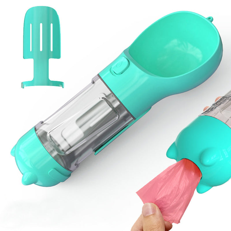 3 in 1 Travel Pet Water Bottle with Food Storage & Waste Bag Holder