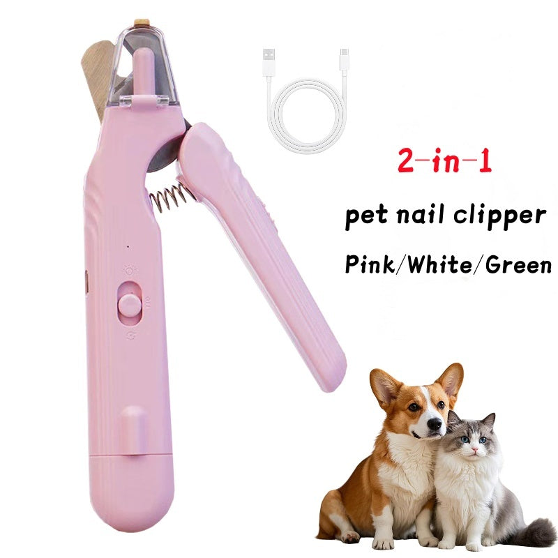 LED Pet Nail Clipper & Grinder with Safety Light for Dogs & Cats