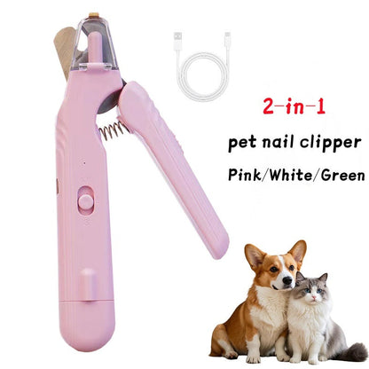 LED Pet Nail Clipper & Grinder with Safety Light for Dogs & Cats