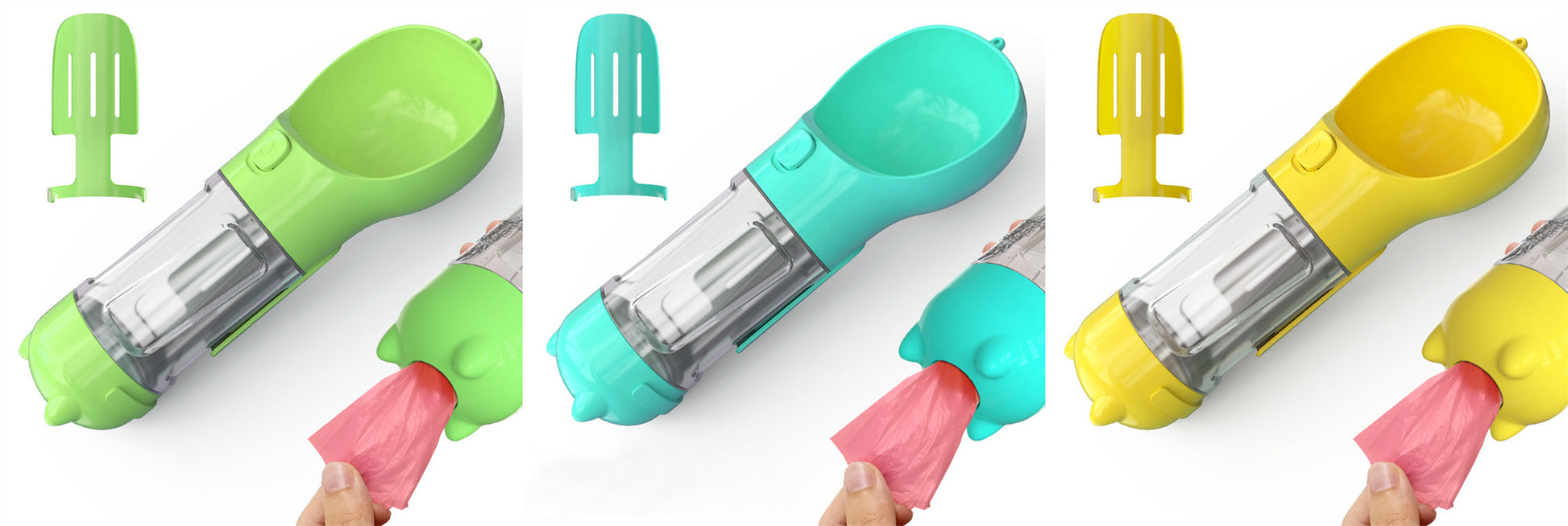 3 in 1 Travel Pet Water Bottle with Food Storage & Waste Bag Holder