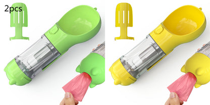 3 in 1 Travel Pet Water Bottle with Food Storage & Waste Bag Holder