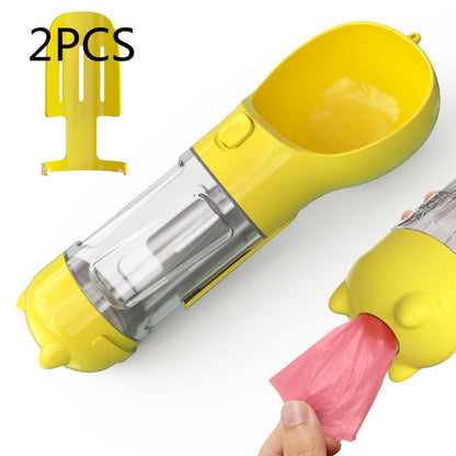 3 in 1 Travel Pet Water Bottle with Food Storage & Waste Bag Holder