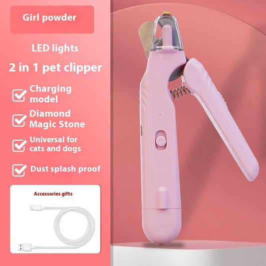 LED Pet Nail Clipper & Grinder with Safety Light for Dogs & Cats