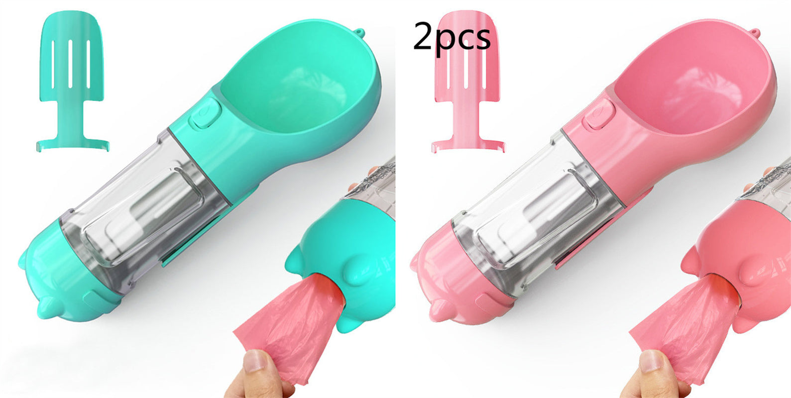 3 in 1 Travel Pet Water Bottle with Food Storage & Waste Bag Holder
