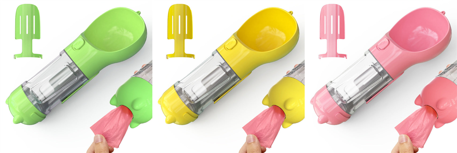 3 in 1 Travel Pet Water Bottle with Food Storage & Waste Bag Holder