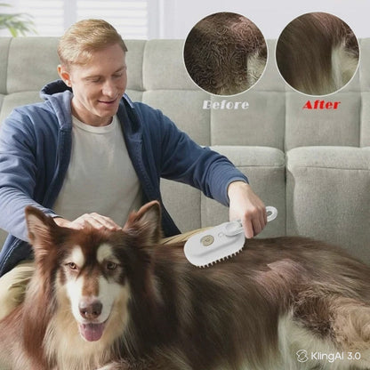 3-in-1 Self-Cleaning Steam Grooming Brush for Dogs & Cats
